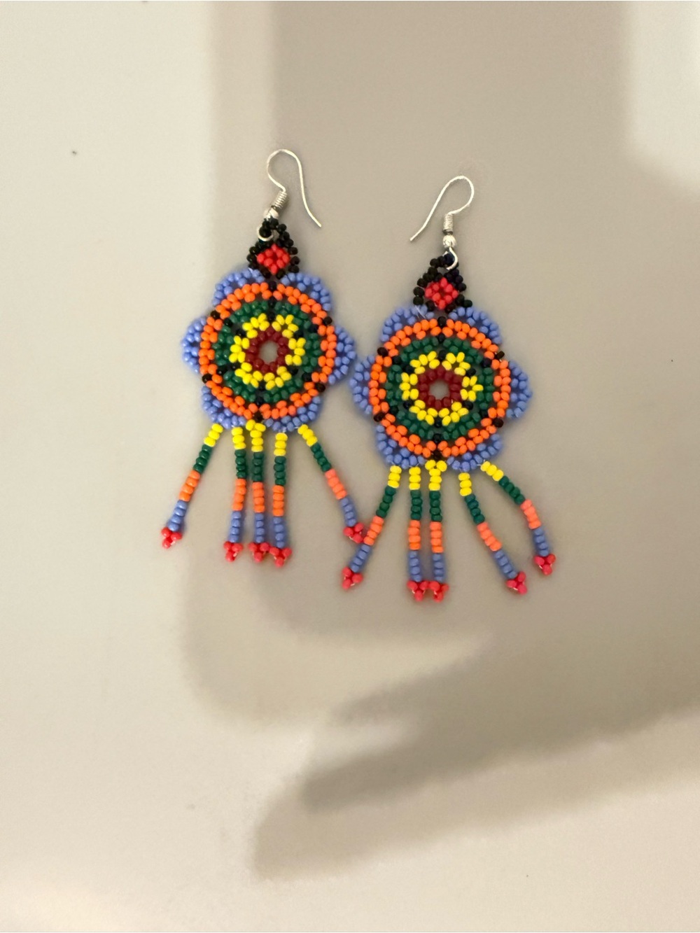Mexican Handcrafted Multicolor Beaded Drop Earrings - Women Jewelry